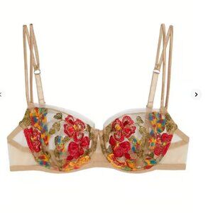 I.D. Sarrieri  embroide stretch-tulle and satin underwi bra - red 32B